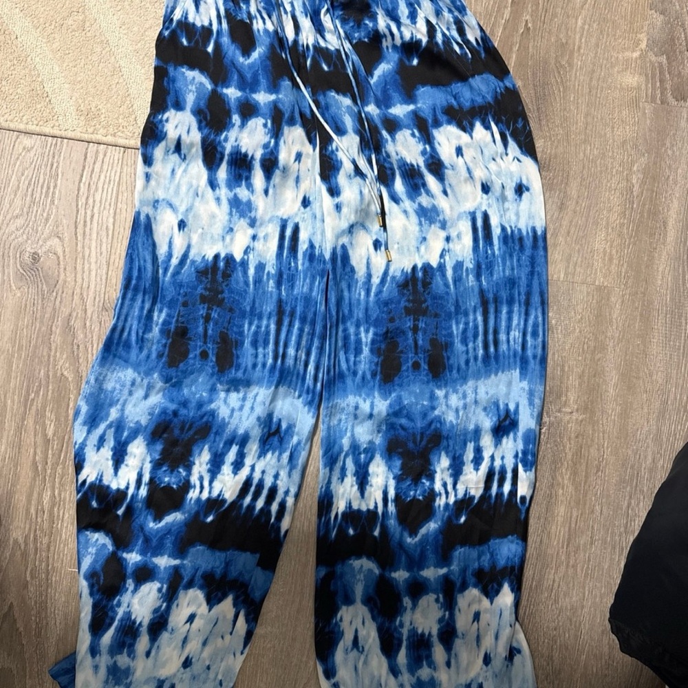 Blue and Black Tie-Dye Pants